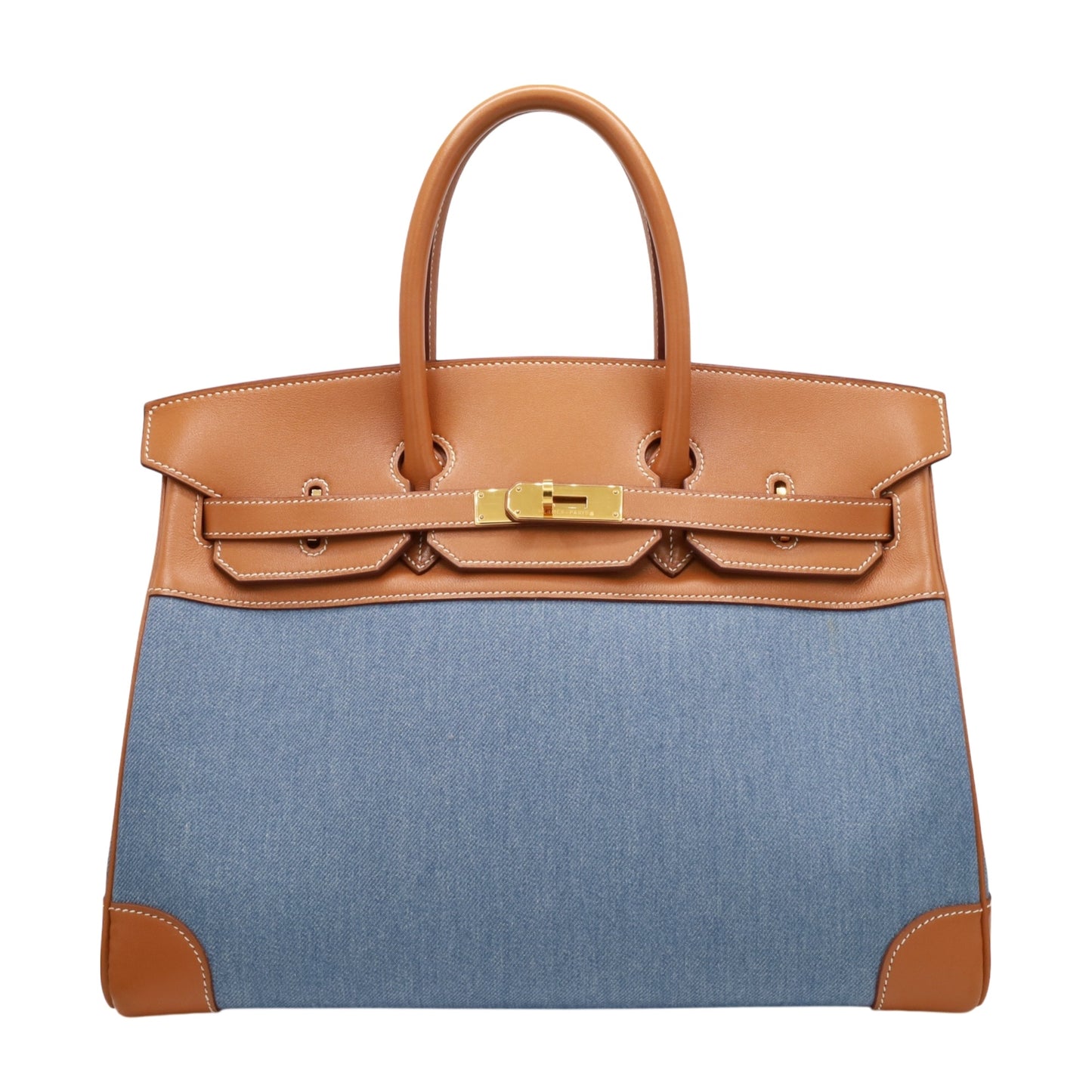 Birkin 35 Gulliver Toile Jean Gold Blue Indigo GP □BStamp