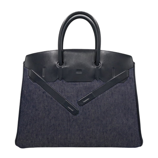 シャドウバーキン35　ヴォーバレニア　デニム　ブラック　SS　□N刻印