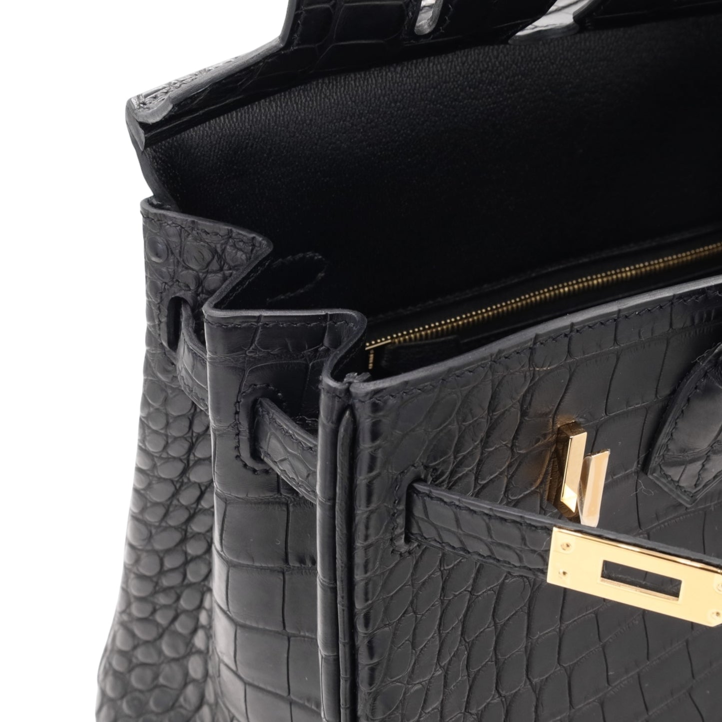 バーキン25　アリゲーターマット　ブラック　GP　K刻印