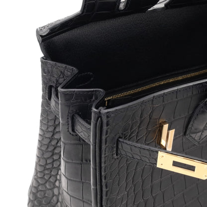 バーキン25　アリゲーターマット　ブラック　GP　K刻印