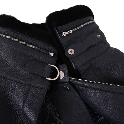 ブルゾン　レザージャケット&ジップベスト　レザー　ディア　ウール　ネイビー　36