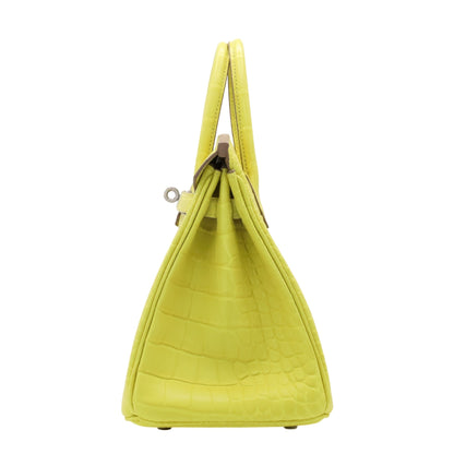 Birkin 25 Alligator Matte Lime SS WStamp