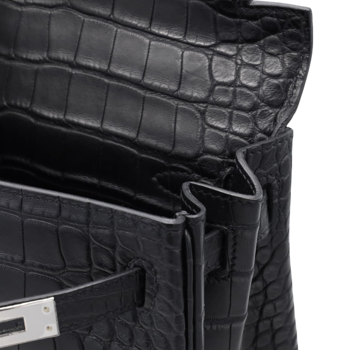 ケリー25　アリゲーターマット　ブラック　SS　K刻印