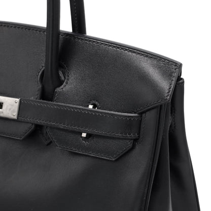 バーキン30　ボックスカーフ　ブラック　ルテニウム金具　□G刻印