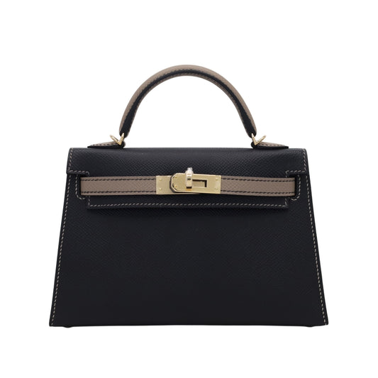 迷你凯莉包 2 个人订单 Vaux Epson 黑色 Griasphalt 香槟金色五金件 W 雕刻