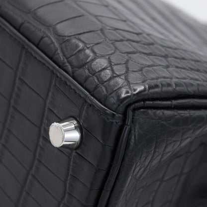 ケリー25　アリゲーターマット　ブラック　SS　K刻印