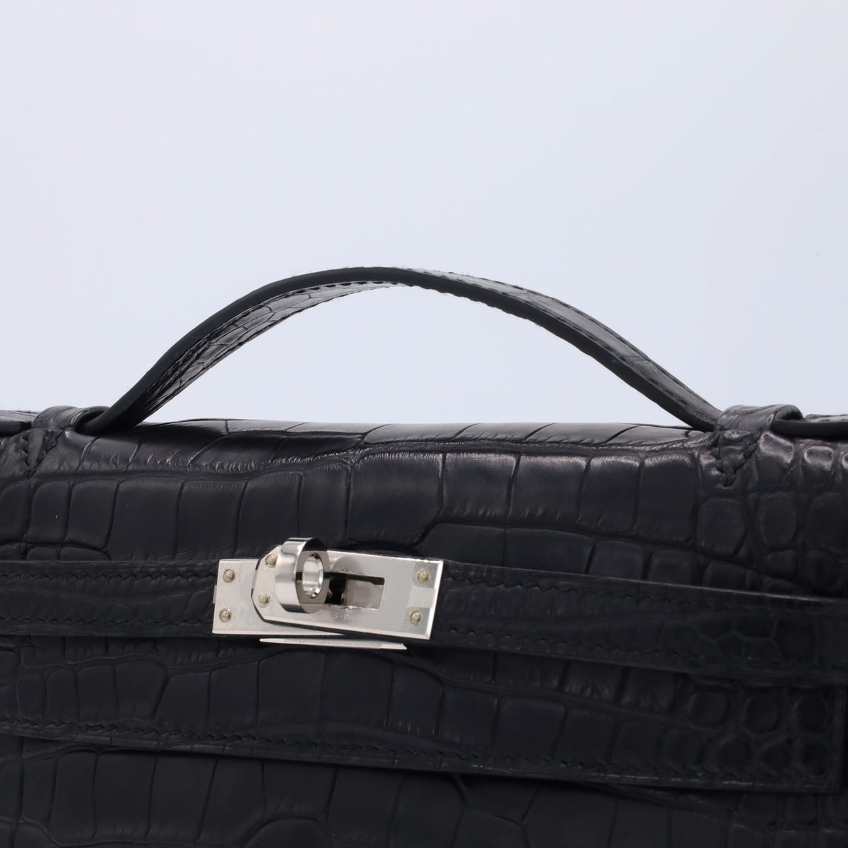 Pochette Kelly Alligator Matte Black SS WStamp