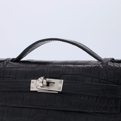 Pochette Kelly Alligator Matte Black SS WStamp